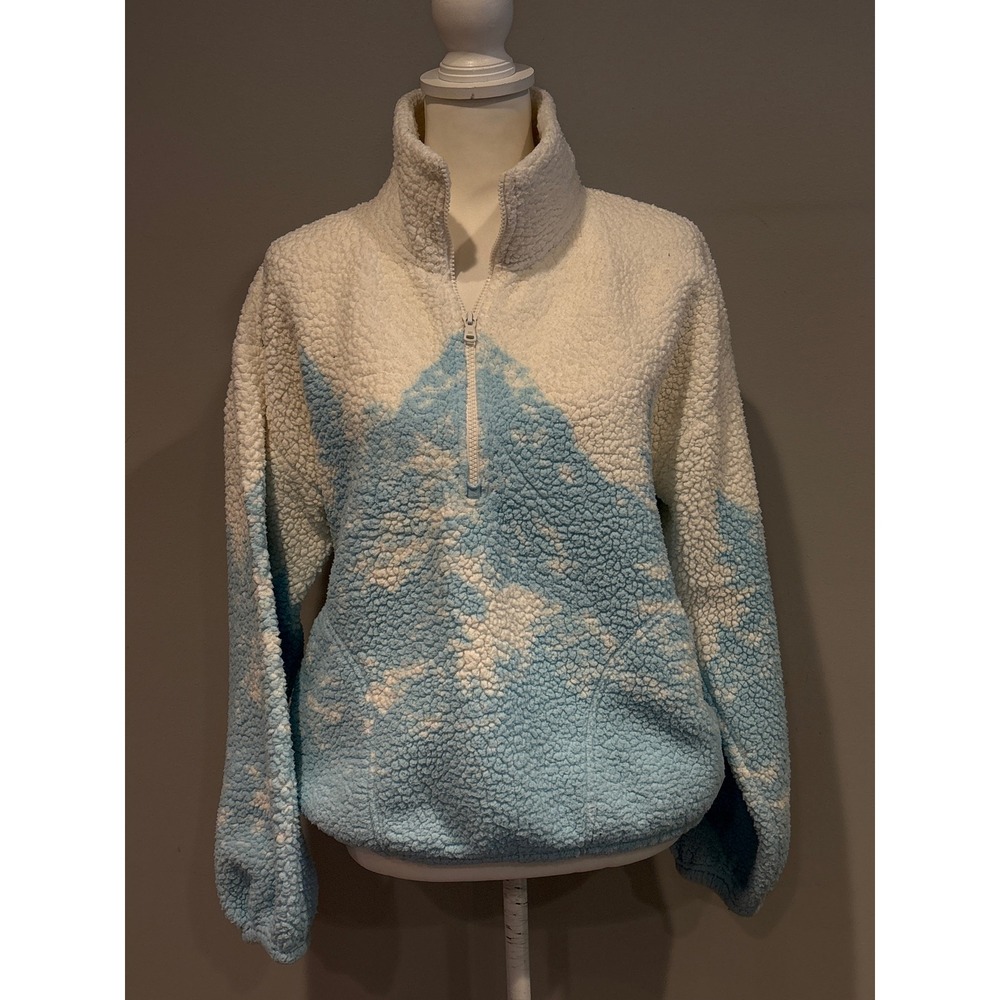 Gilly Hicks Quarter Zip Sherpa Sweater Blue Mountains Size M